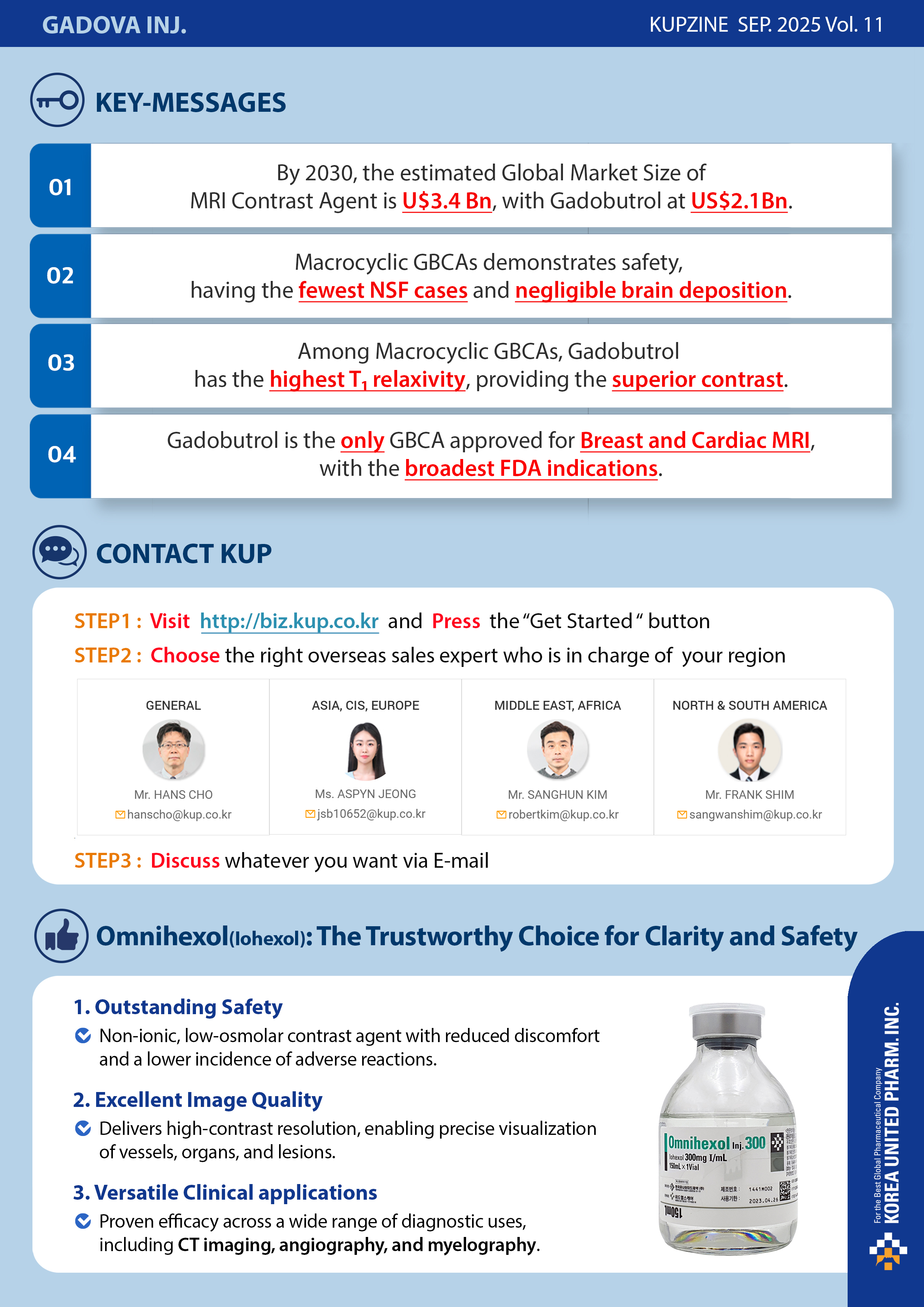 Key messages for Mitomycin-c and Contact point of Korea United Pharm. 